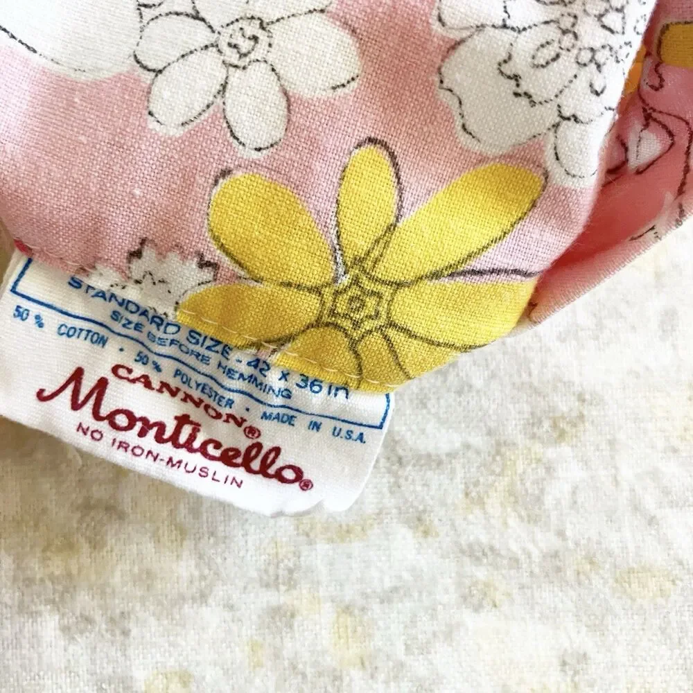 Pls Read Vtg Cannon Monticello Blossom Festival Pink 2 Pillowcases Flower Print